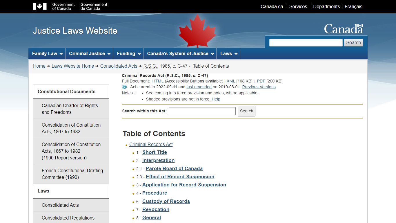 Criminal Records Act